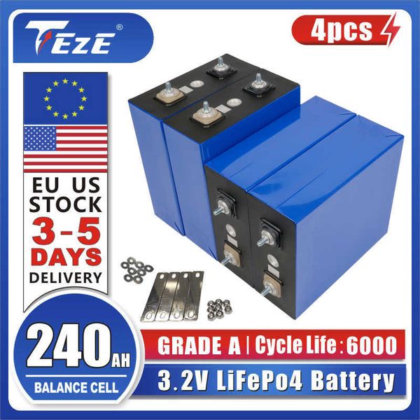 Nueva batería Lifepo4 4 Uds ETC batería 240Ah 3,2 V ciclo profundo 12V 24V 48V RV coche eléctrico carrito de golf hogar sistema de almacenamiento solar almacén de la UE