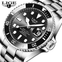 Nouveau LIGE hommes montres mode affaires étanche Quartz montre-bracelet hommes haut marque de luxe en acier inoxydable Sport horloge mâle 210407