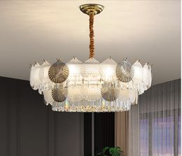 Nueva lámpara de araña de cristal de concha de lujo para sala de estar, restaurante francés, lámpara de restaurante, modelo de dormitorio creativo