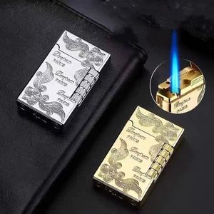 Nouveau briquet cigarette accessoires mode nouvelle barre d'or torche forme briquet à gaz butane meule métal briquet mode briquet cadeaux