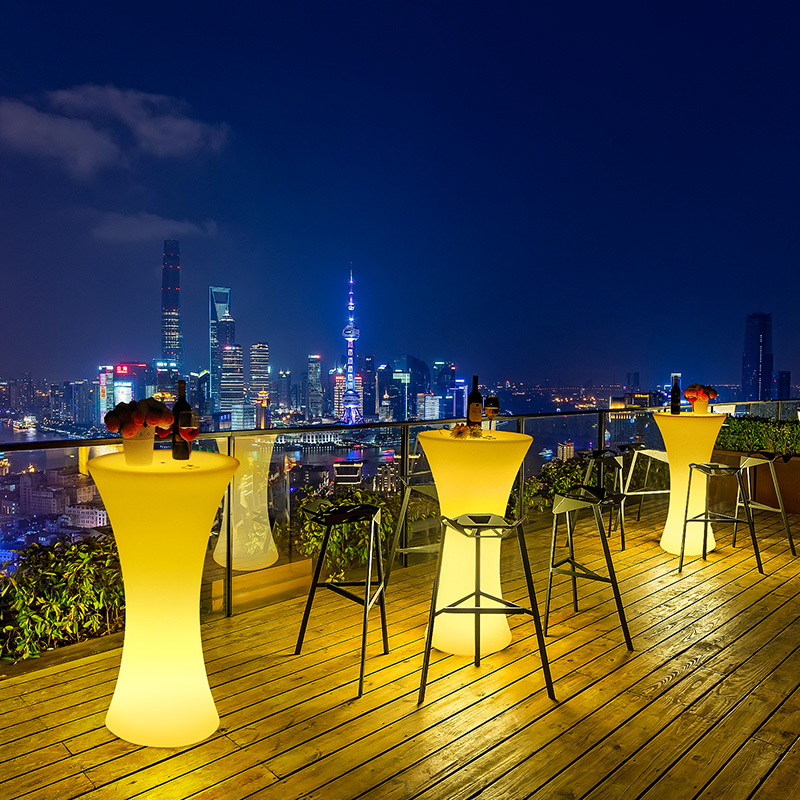 新しい照明充電式LED明るいカクテルテーブル家具IP54丸い輝く屋外バーKTVディスコパーティーの装飾