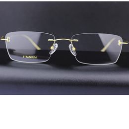 Nuevos anteojos sin montura ligeros 567 Pure-Titanium Frame para hombres 54-18-145 norble anteojos de negocios rectangulares para prescripción 198B