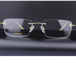 Nuevos anteojos sin montura ligeros 567 Pure-Titanium Frame para hombres 54-18-145 norble anteojos de negocios rectangulares para prescripción 196W