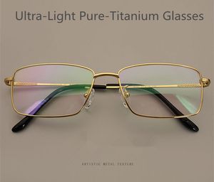 Nieuw lichtgewicht pure titanium gouden frame mannelijke grote rim 56-16 glazen ipplating 100%pure titanium full-frame voor recept 8323 glas