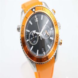 Nouveau cadran noir limité ceinture en caoutchouc Orange tendance Whatches blanc en acier inoxydable pointeur montres hommes montres 2906