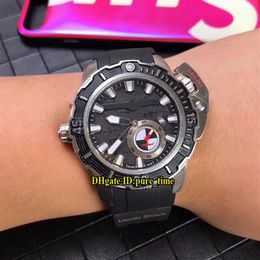 Nieuwe beperkte duiker 43 mm 3203-500Le-3 93 Hammer Black Dial Automatic Mens Watch Silver Case Rubber Strap Sport Hoge kwaliteit horloges 243H