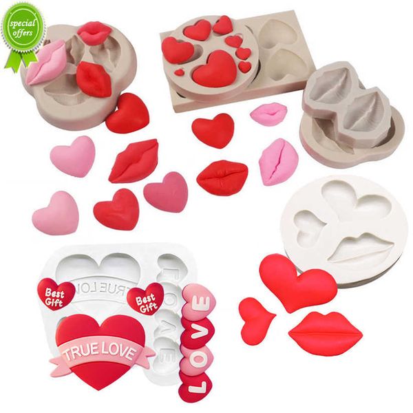 Molde de silicona con formas de amor y corazón para labios, molde para hornear galletas, Cupcake, Chocolate, utensilios para decoración de tortas con Fondant