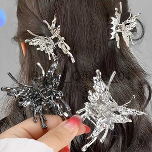 Nuevo líquido mariposa clip de pelo metal viento plata agarre clip tiburón clip damas geométrica diadema retro punk accesorios para el cabello x0817