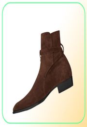 Nueva lista de botas de hebilla hecha a mano Jodhpur Boots High Top Suede Genuine Leather Personalize Denim Boots8719407
