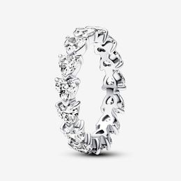 Nieuwe Aanbieding 925 Sterling Zilveren Rij van Harten Eternity Ring Voor Vrouwen Bruiloft Verlovingsringen Mode-sieraden Gratis Verzending