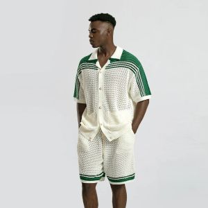 Nouvelle annonce Design à la mode décontracté à manches courtes chemise en tricot avec poche Cardigan en tricot pour hommes