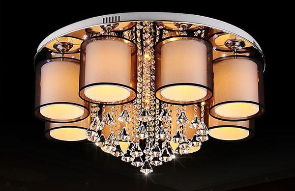 nouvelle liste vivant lampe à led cristal chambre chambre restaurant confortable lumières rondes plafonniers lumière de haute qualité