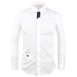 Nouvelle Petite Abeille Brodée Homme Chemise Casual Slim Fit Haute Qualité Camisa Masculina Chemise Homme Hommes Mode Chemise M - 2XL 3XL