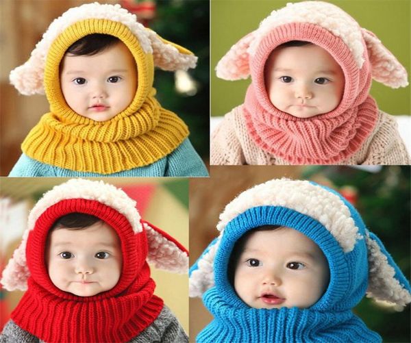 Nuevo perrito ovejas niñas niños sombreros de sarga bebé invierno crochet sombrero de punto bufanda conjunto niño cálido pasamontañas gorra deportes al aire libre Scar7138187