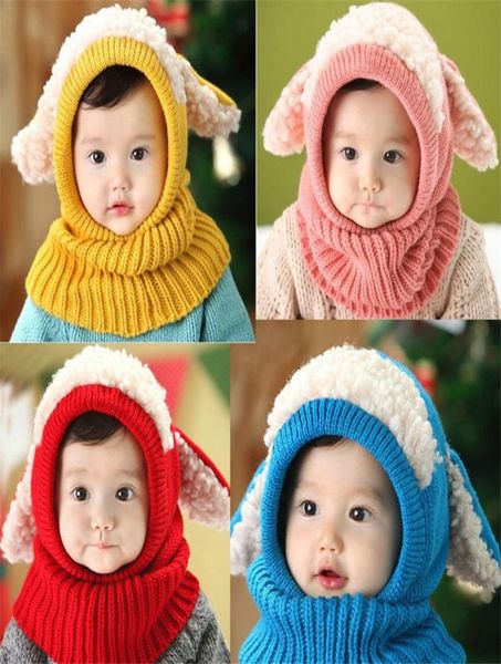 Nuevo perrito ovejas niñas niños sombreros de sarga bebé invierno crochet sombrero de punto bufanda conjunto niño cálido pasamontañas gorra deportes al aire libre Scar5364771