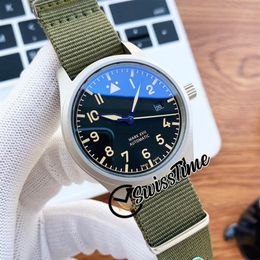 Nieuwe Kleine Prins Aviator IW326801 Miyota 8215 Automatisch Herenhorloge Zwarte Wijzerplaat Stalen Kast Legergroen Nylon Band Watchehs Swis3068