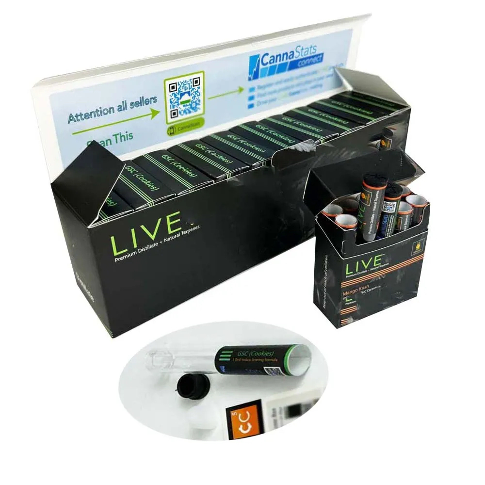 Live -Verpackungsbox Glassack Packung Einweg -Verpackungsbeutel Paketkarren Paket Box 1.0 g Infused Packaging Box