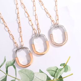 Nouveau Collier de serrure plaqué or 18 carats, chaîne de luxe Simple avec incrustation de diamants simples, chaîne de collier de serrure moyenne