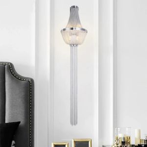 Nieuwe lange aluminium ketting SCONCE VOOR AISLE LOFT MIVE MIROR SLAAPKAMER TV MURK LAMP LED LIDING GOUD SILVER Italiaanse ijdelheid Decoratie