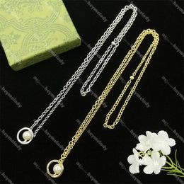 Nouveau Longue chaîne pendentif colliers perle Double lettre collier concepteur doré argent pull colliers