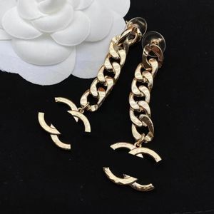 Boucles d'oreilles à longue chaîne pour femmes, bijoux de styliste, pendentif lettre, cadeaux, aiguille S Sier, haute qualité, nouvelle collection