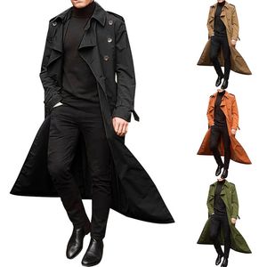 Nuevo abrigo largo para hombre, gabardina informal para primavera y otoño, abrigo holgado de estilo británico para hombre, ropa de calle