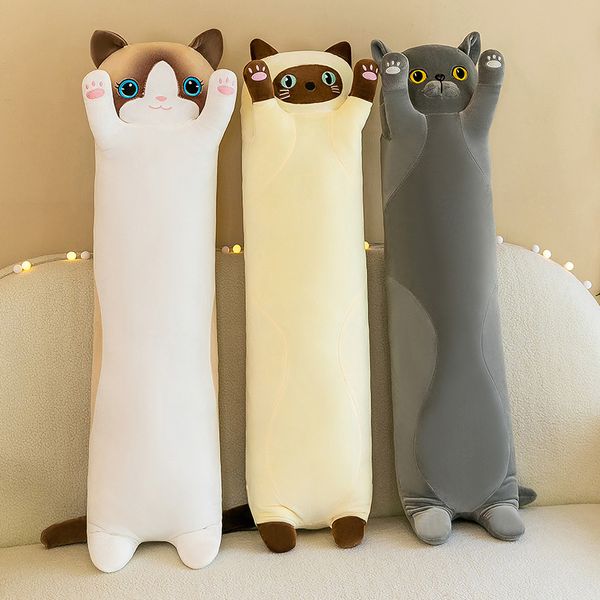 Nouveau Long rayé chat île mignon en peluche oreiller vente chaude Internet célébrité même style compagnon pour enfants en gros cadeau