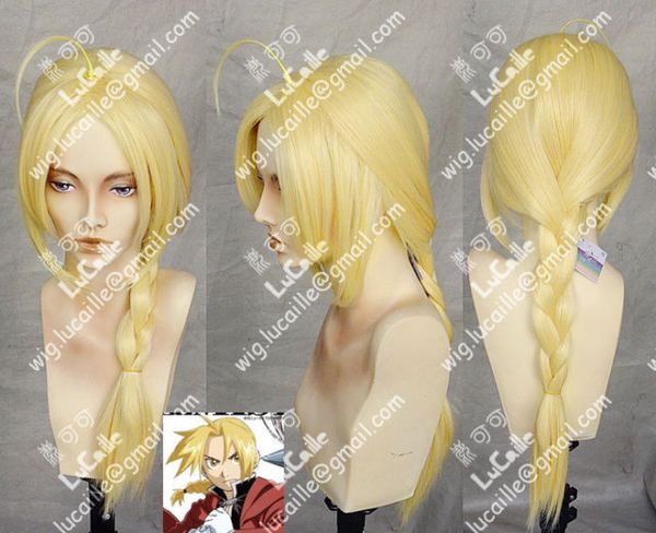 Nouvelle longue perruque blonde chaude Edward Elric Fullmetal Alchemist COSPLAY Party Hair wig