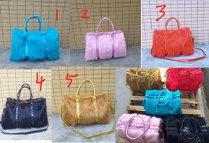 Nouveaux sacs de voyage longs en laine sac de voyage rose en peluche sacs à bagages style européen américain