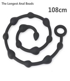 Nouvelles perles anales les plus longues 108 cm Plug Anal jouets sexuels pour femmes et hommes masseur de prostate en Silicone jouet de flirt érotique goutte Y19107340277