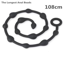 Nouvelles perles anales les plus longues 108 cm Plug Anal jouets sexuels pour femmes et hommes masseur de prostate en Silicone jouet de flirt érotique goutte Y19102093950