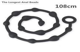 Novo mais longo contas anais 108cm plug anal brinquedos sexuais para mulheres e homens silicone massageador de próstata erótico flertar brinquedo gota y19106094032