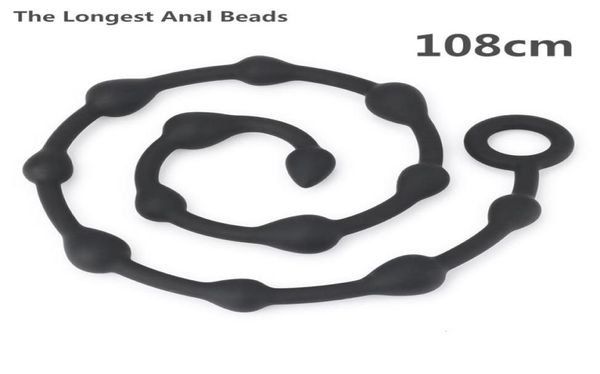 Nuevas cuentas anales más largas de 108 cm, juguetes sexuales con tapón anal para mujeres y hombres, masajeador de próstata de silicona, juguete de coqueteo erótico, gota Y19103789738