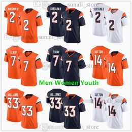 Nuevas jerseys para 2024 Fútbol 2 Pat Surtain II 14 Courtland Sutton 33 Javonte Williams 7 John Elway Mujeres Mujeres Jóvenes 100% cosidas