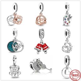 New Love Family Paw Impress In My Heart Dance Partner Mom Dangle Beads Fit Original Pends Charms Silver 925 Bracelet Diy Mujeres