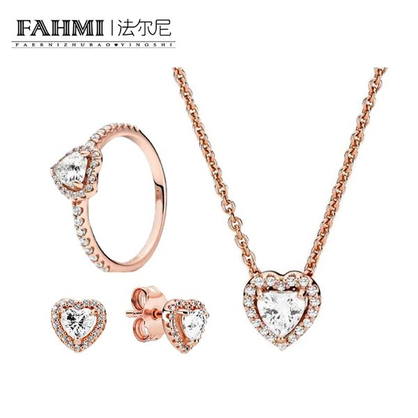 New Love Or Rose Femmes Boucles D'oreilles Collier Bague Ensemble Charme Bijoux Saint Valentin Cadeau Femmes Brincos Tendance Fête Banquet