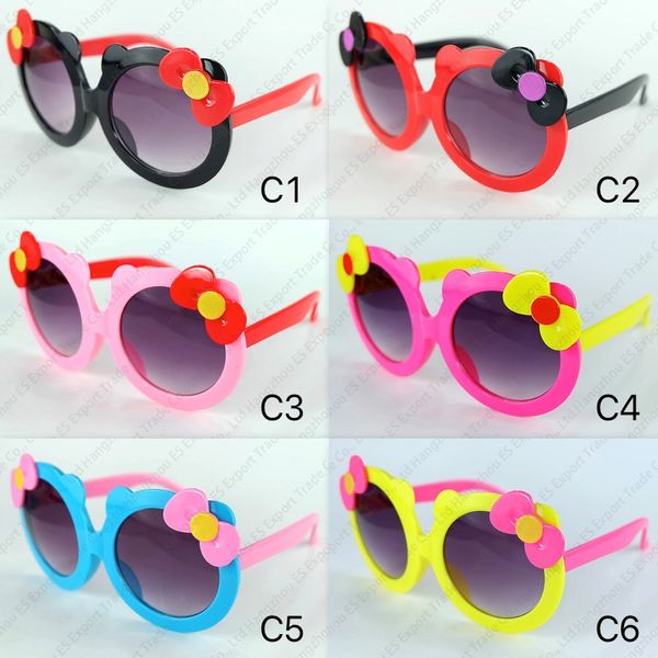 Lunettes de soleil pour enfants, jolies fleurs colorées, monture ronde, Design joli et mignon, 6 couleurs, vente en gros