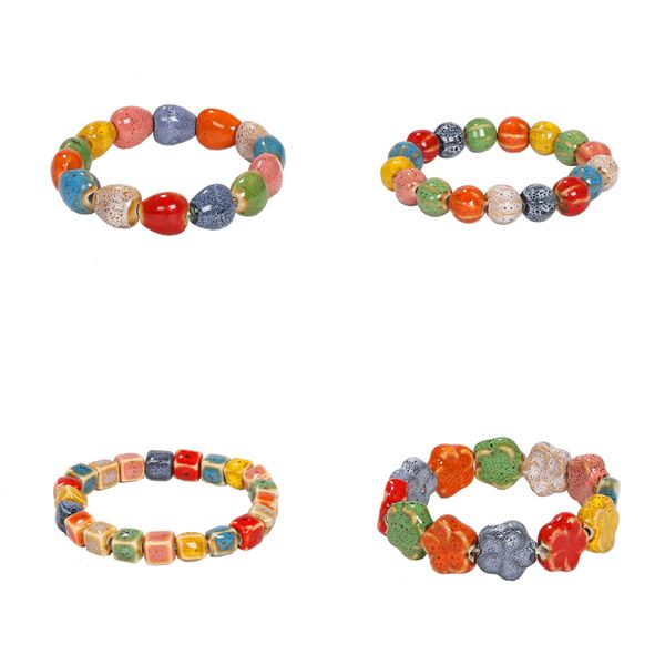 Nouveau joli bracelet de perles de pierre en céramique colorée bohème mignon bracelet de charme populaire de mode pour les étudiants de filles de femme