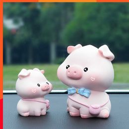 NIEUW LOOD LULU Piggy Mini Toy Pink Pig Toys Cute Piggy Standue Doll Micro Landscape Kawaii Desk Car Interior Accessoires Decoratie