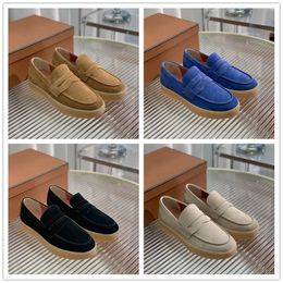 Nouveau LP PIANA Flat Couples chaussures Summer Walk Charms mocassins en daim Mocassins Designer de luxe unisexe en cuir véritable Casual Dress chaussures chaussures d'usine Taille 35-45