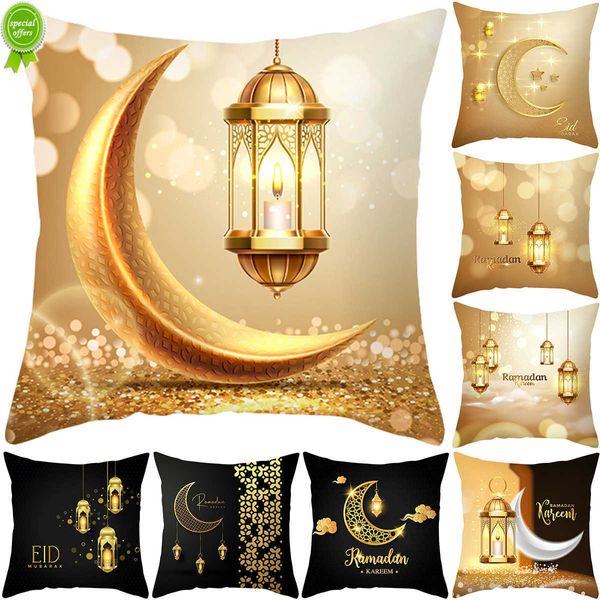 Nouveau Luanqi 2023 Eid Mubarak taie d'oreiller décor pour la maison canapé housse de coussin islamique Ramadan Kareem décoration mosquée musulman taie d'oreiller