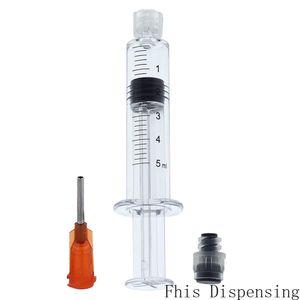 Nieuwe Luer Lock Spuit met 15G TIP HOOFD 5 ml (grijze zuiger) Injector voor dikke CO2-oliepatridges tank Clear Color Sigaretten Atomizers