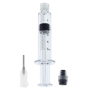 Nueva jeringa Luer Lock con cabezal de punta de 19G Inyector de 5 ml (pistón gris) para cartuchos de aceite de Co2 gruesos Tanque Cigarrillos de color claro Atomizadores