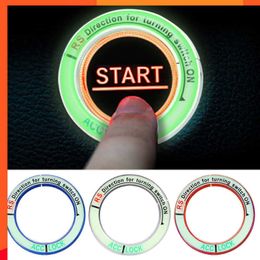 Nueva pegatina de botón de encendido luminoso círculo de estilo de coche decoración de botón de inicio de un clic interruptor de cubierta de llave decoración de llavero de encendido