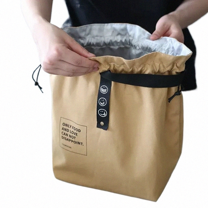 Nouveau sac à lunch toile cordon isolant et stockage au froid grande capacité Cam étudiant employé de bureau sac à lunch 12bH #