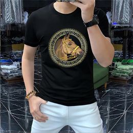 Nieuwe luxe 2023 Designer T -shirtoverhemden voor mannen Boy Girl T -shirts Letter Diamant Druk Nachtlamp Horse Oversize Breathable310r