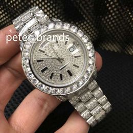 NOUVEAU luxe 40mm gros diamant montre de haute qualité pleine bande de diamant en argent automatique en acier inoxydable montres pour hommes montre de mode livraison gratuite