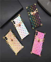 Nieuwe luxe bling love heart bijen cover square case voor iPhone12Promax 11 promax x xr xsmax SE2020 678 plus frame flash case5593735