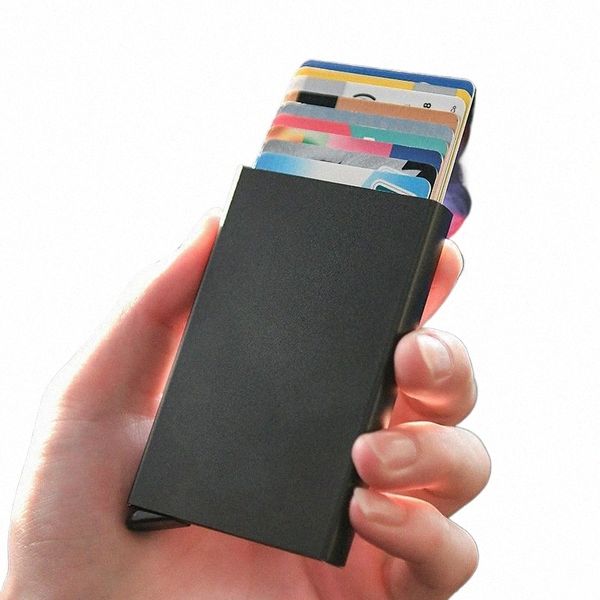 Nouveau support de carte de marque de luxe Men anti-rfid Blocking Protected Magic Case ID Credit Bank Card Box Slim Mini Small Mey Wallet H7OD #
