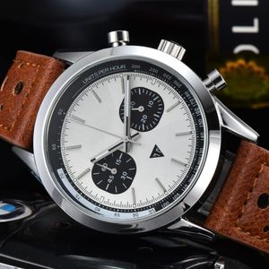 Nueva marca de lujo Top Time Deus Series Cronógrafo 41MM Moda de negocios Multifunción Retro Cinturón Reloj de pulsera de cuarzo para hombre